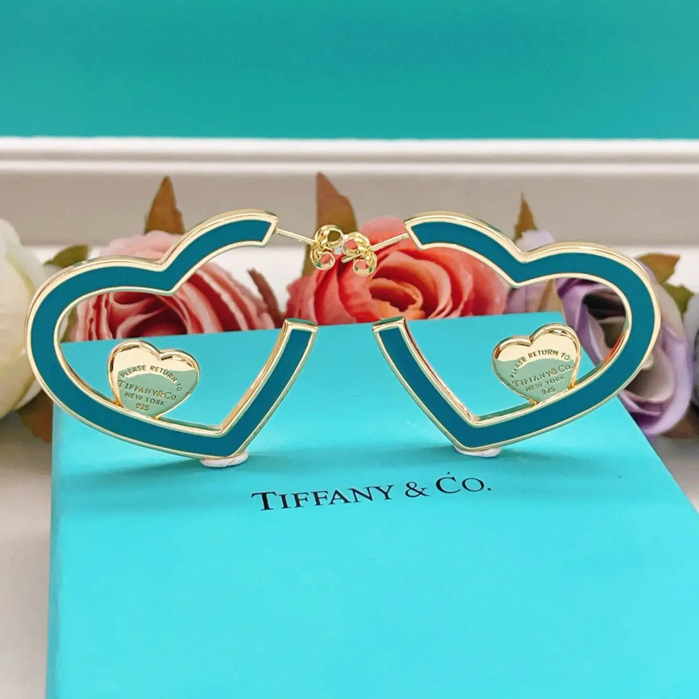 Tiffany & Co. Gold and Green Heart Earrings